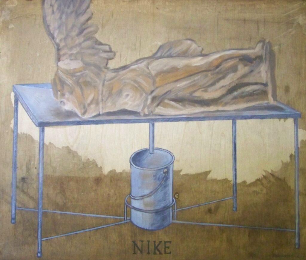 Nike, 2015, olaj, rétegelt lemez, 50x60 cm