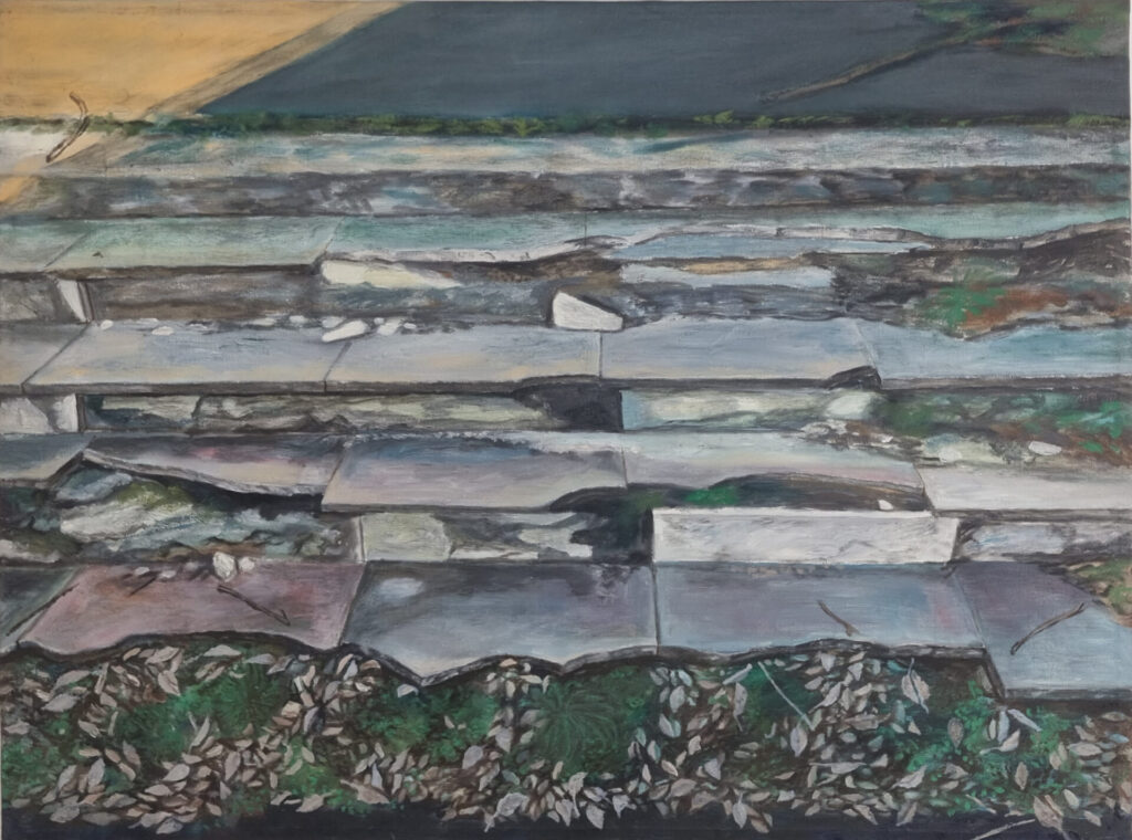 Lépcső, olaj, vászon, 75x95cm